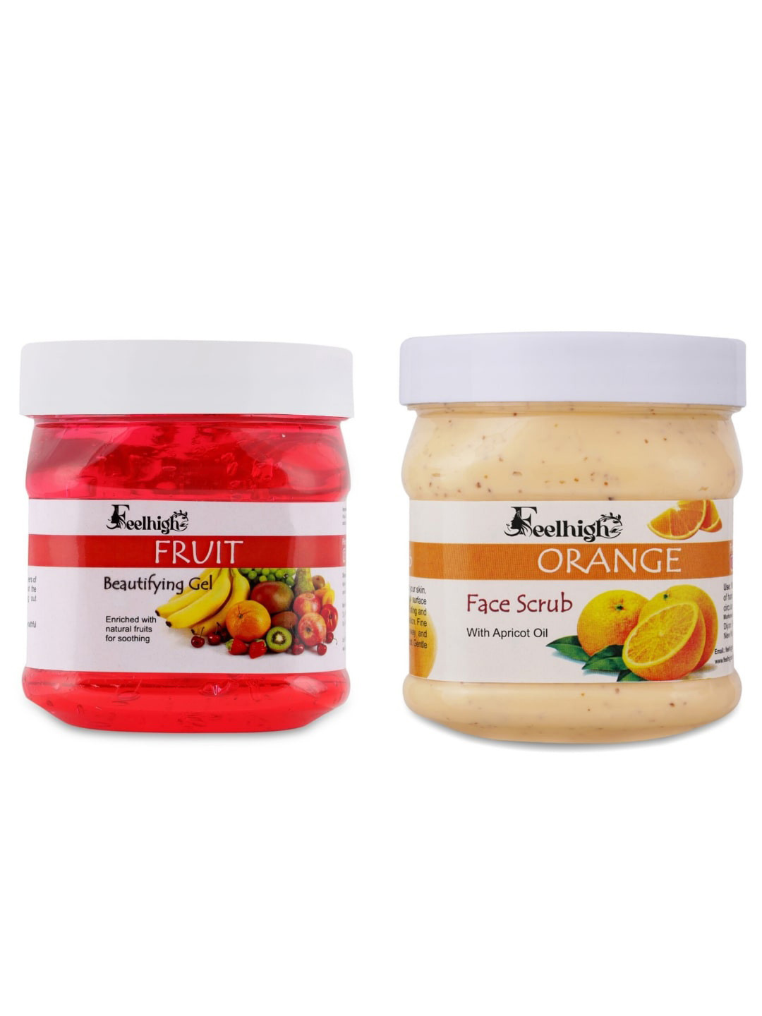 FEELHIGH Face & Body Fruit Gel & Orange Scrub - 500 ml Each
