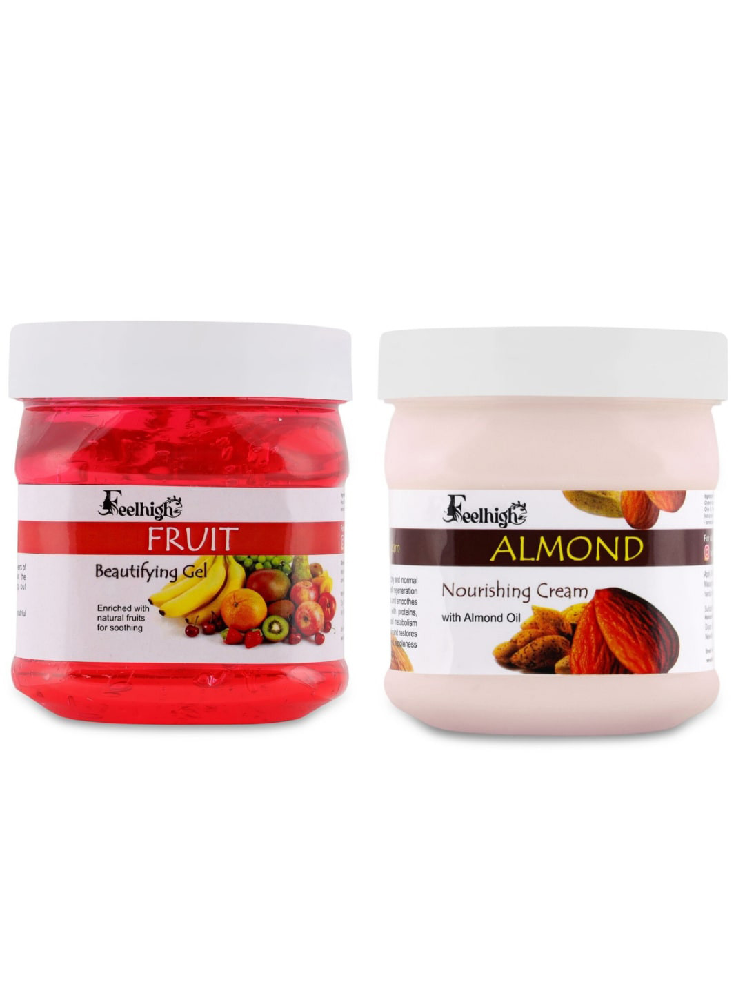 FEELHIGH Face & Body Fruit Gel & Almond Cream - 500 ml Each