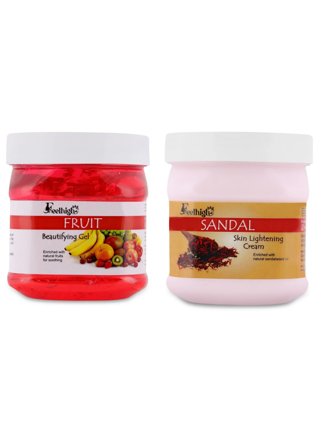 FEELHIGH Face & Body Fruit Gel & Sandal Cream - 500 ml Each