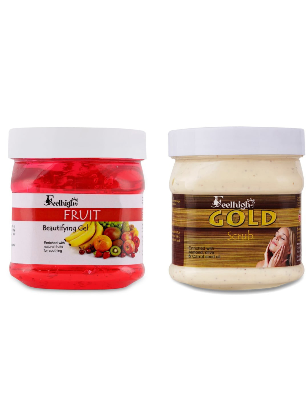 FEELHIGH Face & Body Fruit Gel & Gold Scrub  500 ml Each