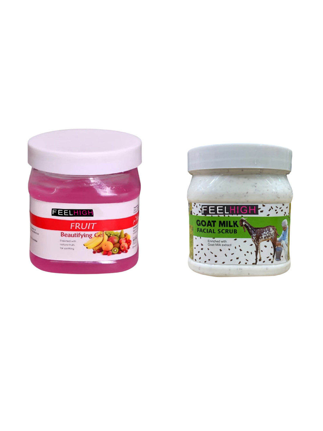 FEELHIGH Face & Body Fruit Gel & Goat MiIk Scrub 500 ml Each