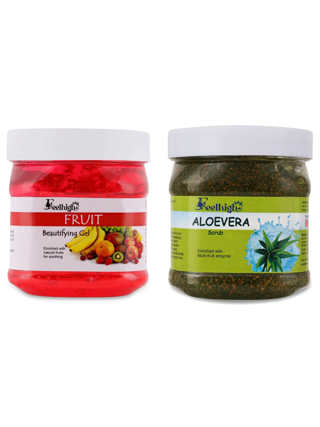 FEELHIGH Face & Body Fruit Gel & Aloe Vera Scrub 500 ml Each
