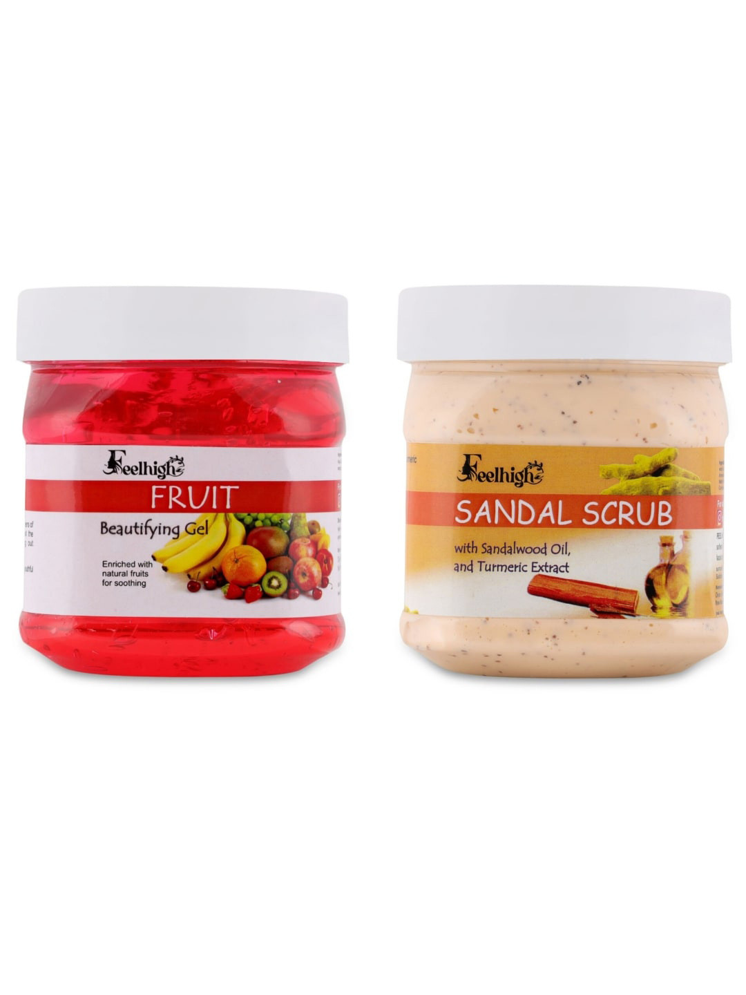 FEELHIGH Face & Body Fruit Gel & Sandal Scrub 500 ml Each