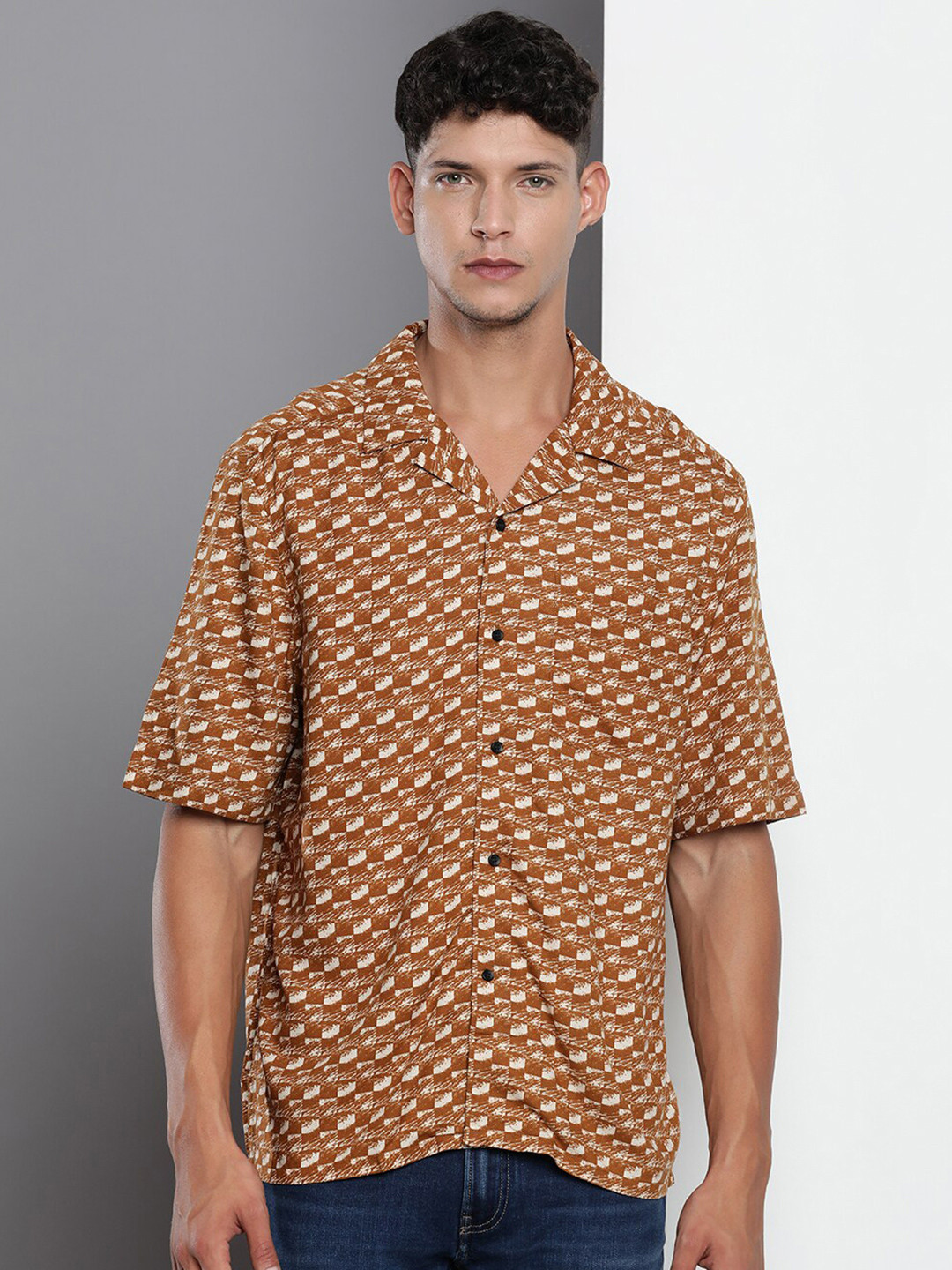 Calvin Klein Jeans Boxy Geometric Printed Casual Shirt
