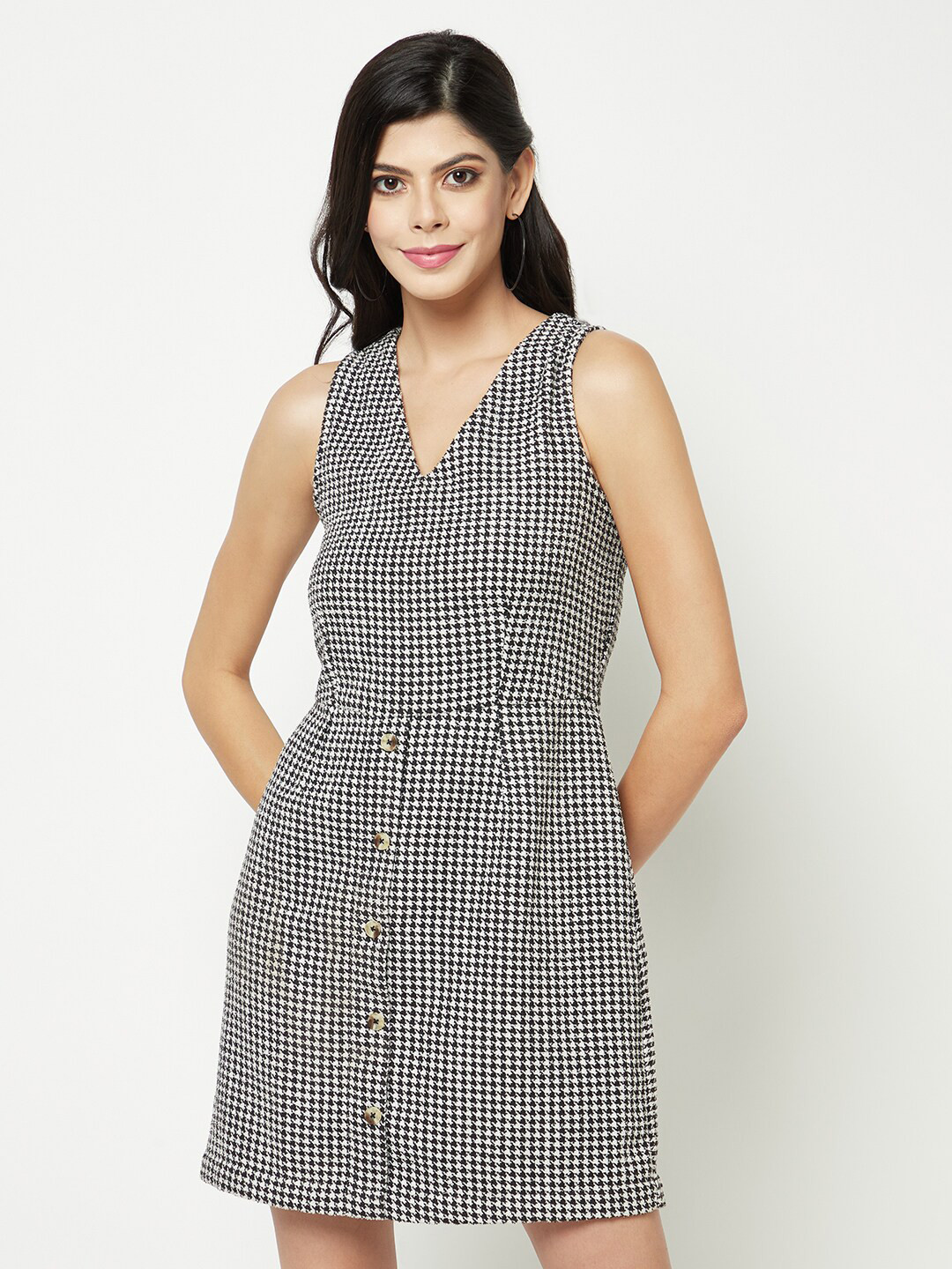 HOUSE OF S Abstract Printed Sleeveless Mini A-Line Dress