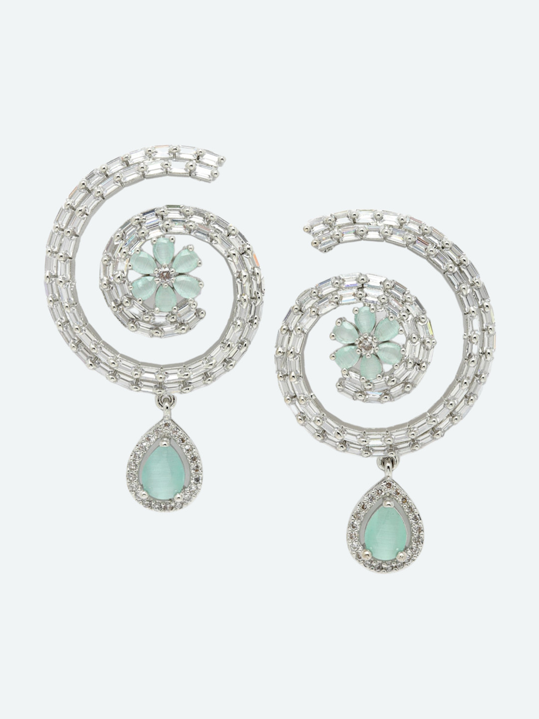 DressBerry Sea Green Circular Drop Earrings
