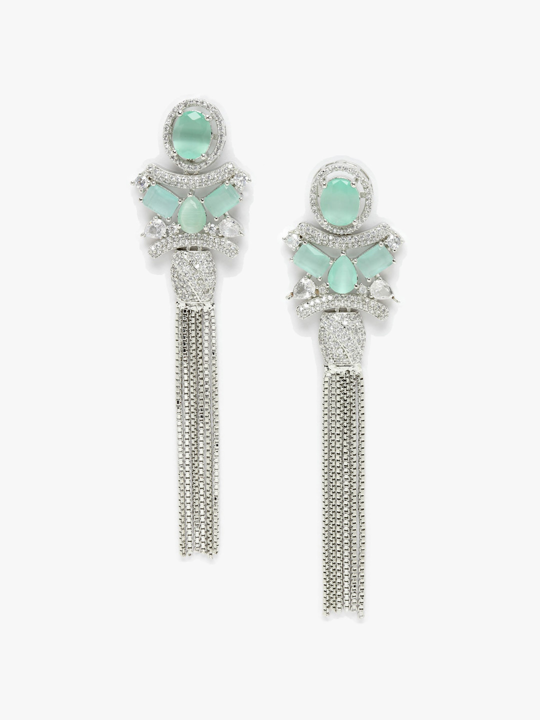 DressBerry Sea Green Contemporary Drop Earrings