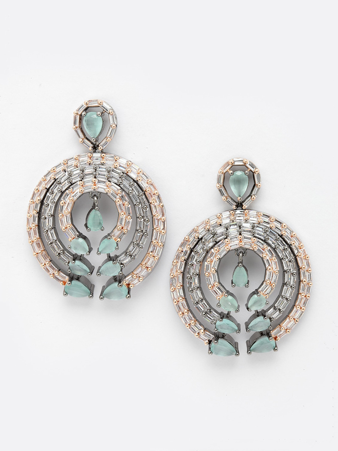 DressBerry Sea Green Contemporary Drop Earrings