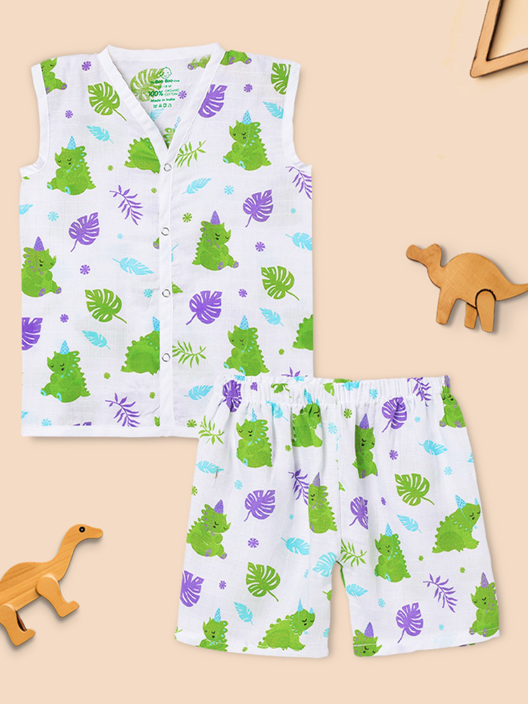 The Boo Boo Club Infants Conversational Printed Organic Cotton Shirt With Shorts