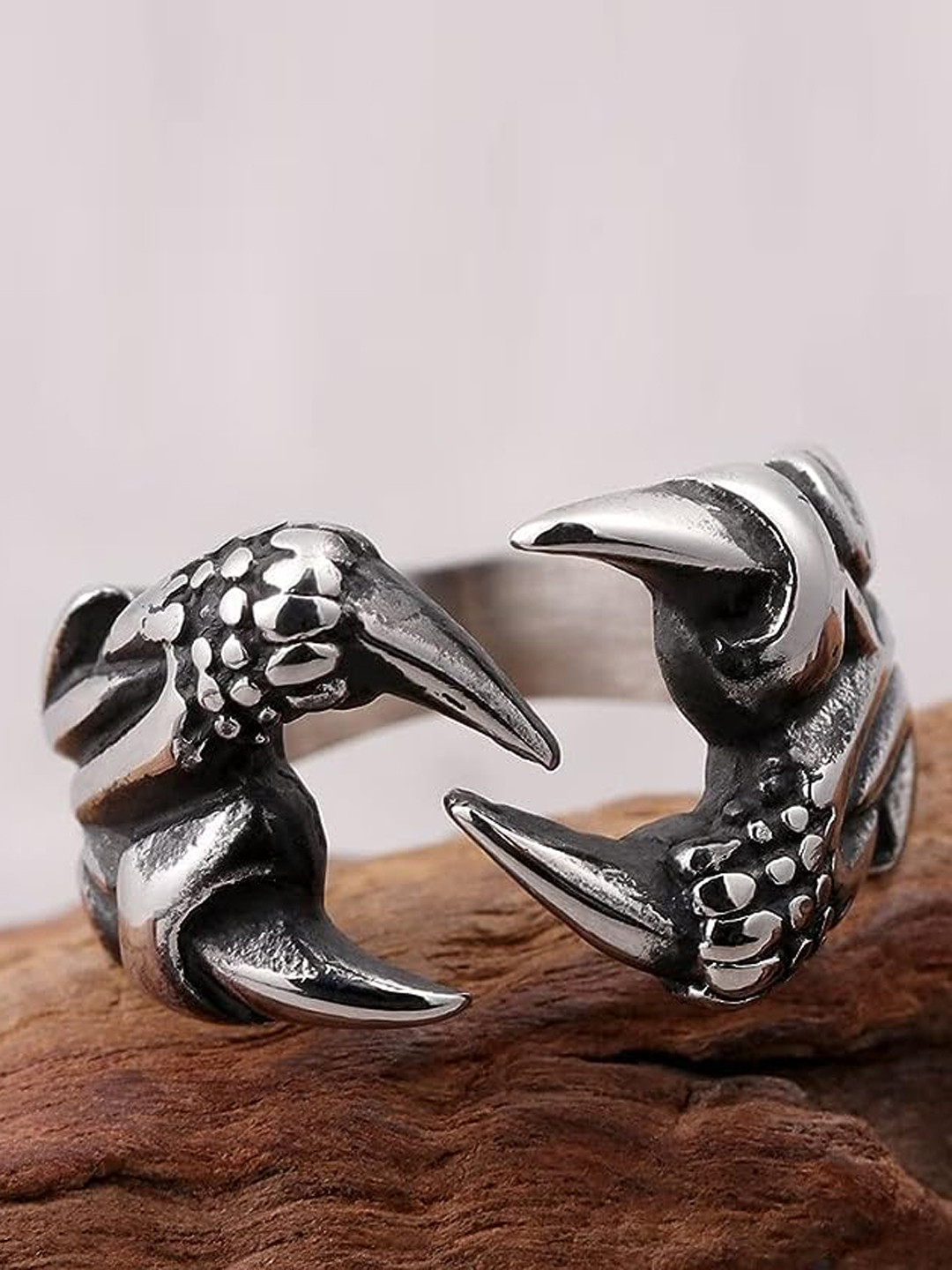 KRYSTALZ Silver-Plated Gothic Punk Animal Dragon Adjustable Retro Ring