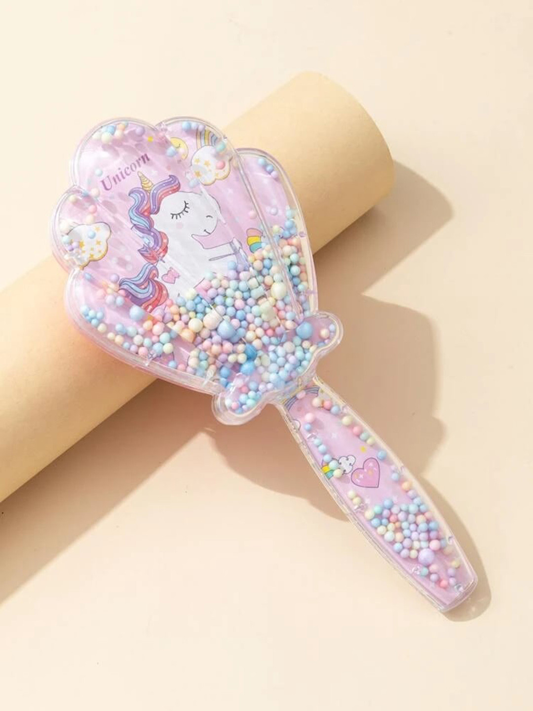 FEELHIGH Girls 3D Soft Glittery Unicorn Candy Hair Brush