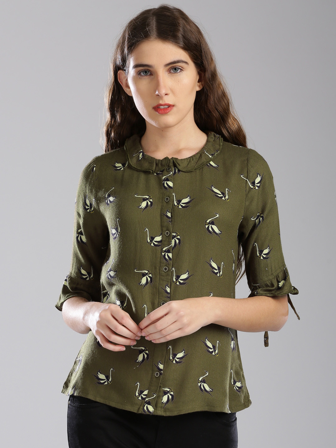 Buy Bossini Women Olive Green Printed 