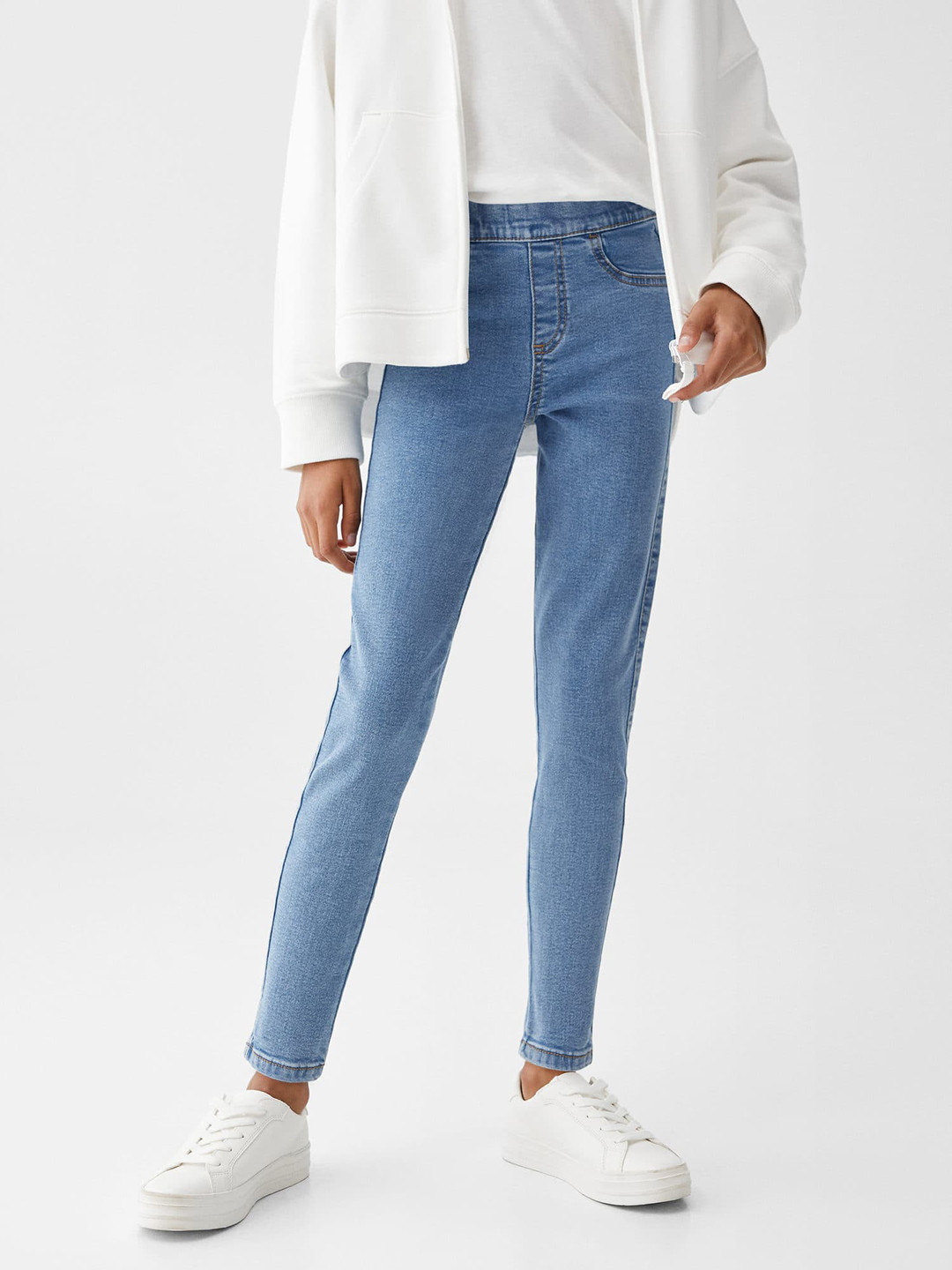 Mango Kids Girls Mid-Rise Stretchable Skinny Fit Jeggings