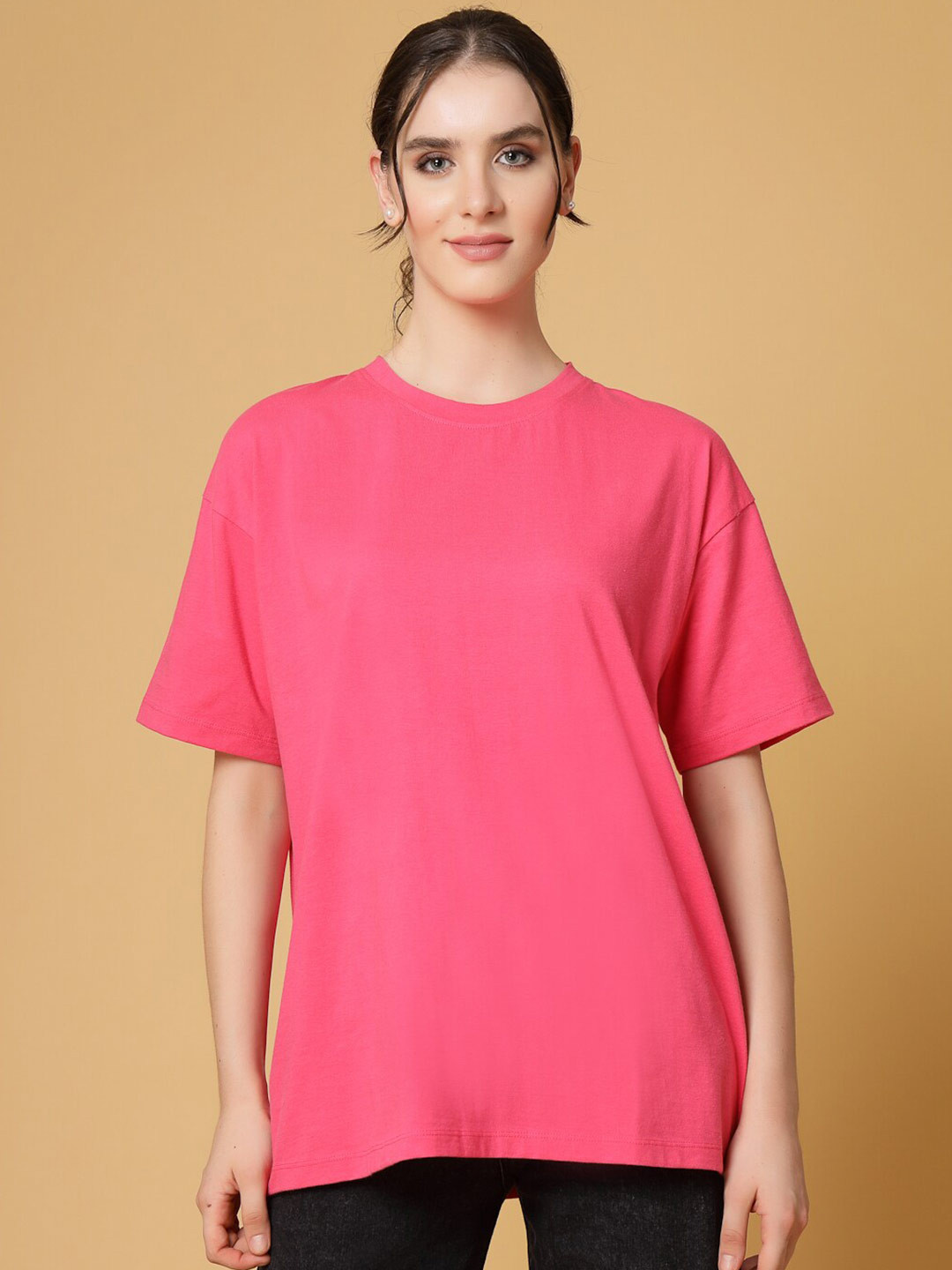 Strong And Brave Odour Free Drop Shoulder Sleeves Oversized Cotton Casual T-shirt