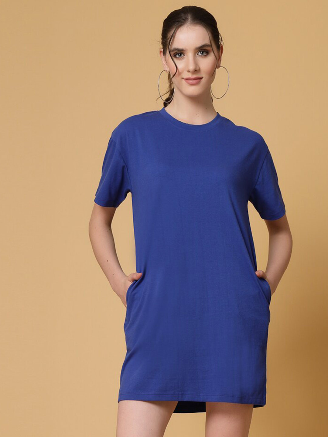 Strong And Brave Odour free Drop Shoulder Sleeves Regular Fit Cotton Casual T-shirt Dress