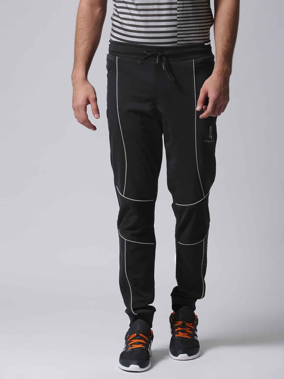 Buy YWC Men Black Panelled Joggers Track Pants for Men 2421452