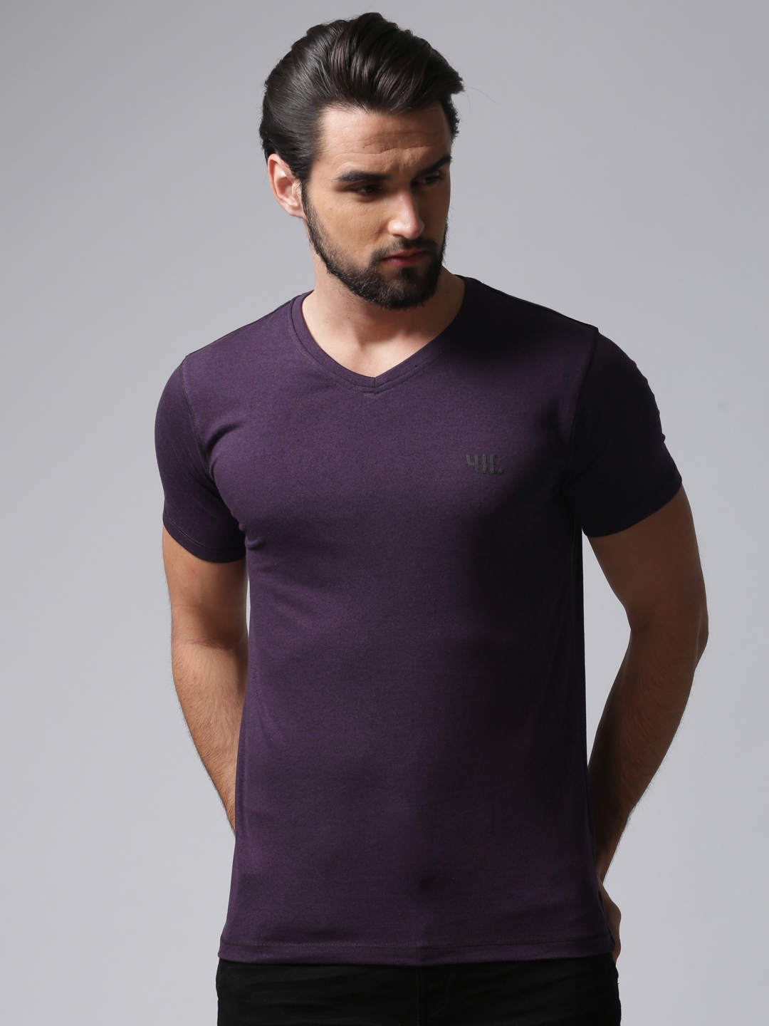 Buy Ywc Men Purple Solid V Neck T Shirt Tshirts For Men 2421464 Myntra