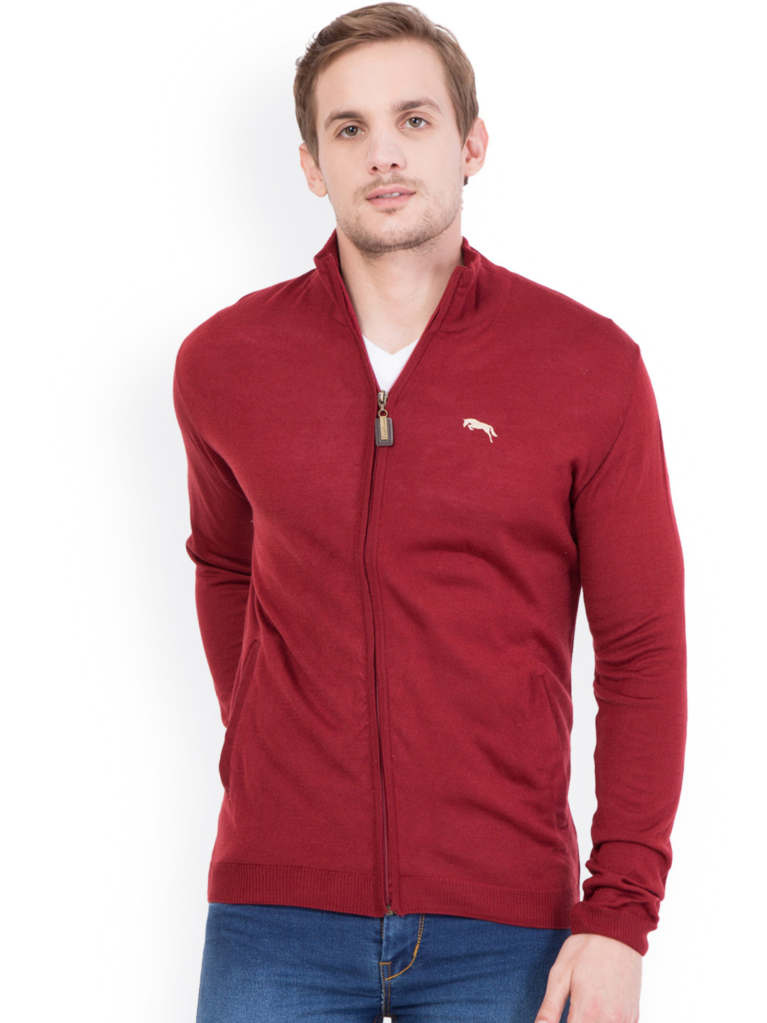 JUMP USA Men Maroon Solid Front-Open