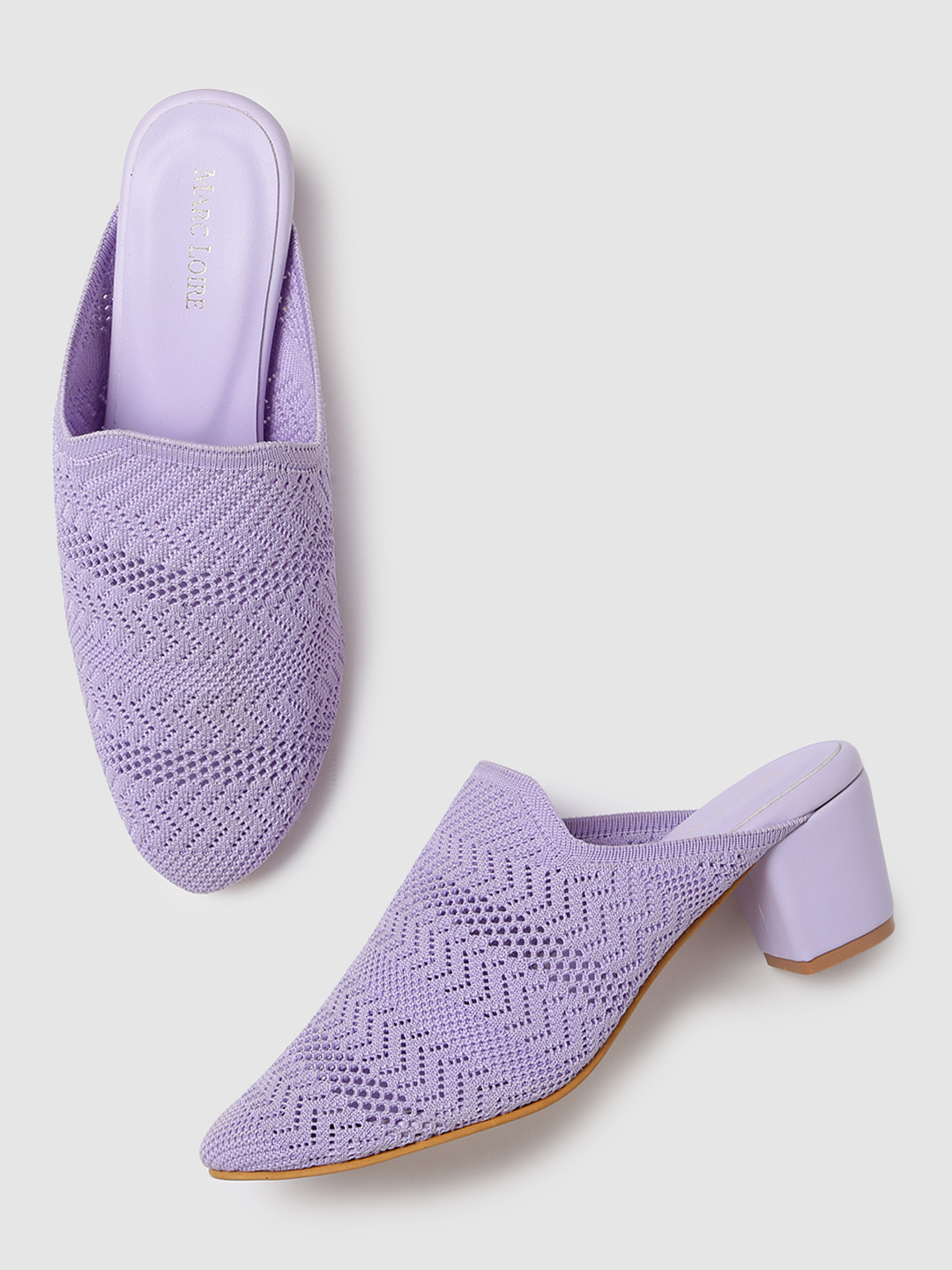 Marc Loire Woven Design Mules Block Heels
