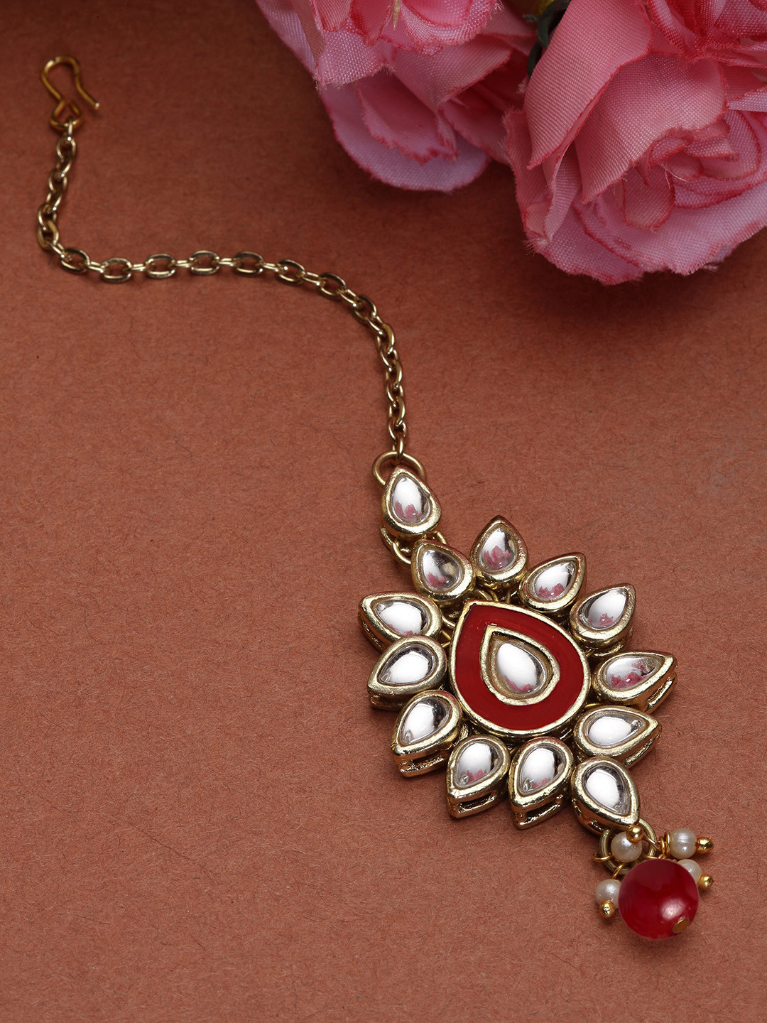 KARATCART Gold-Plated Kundan-Studded Maangtika