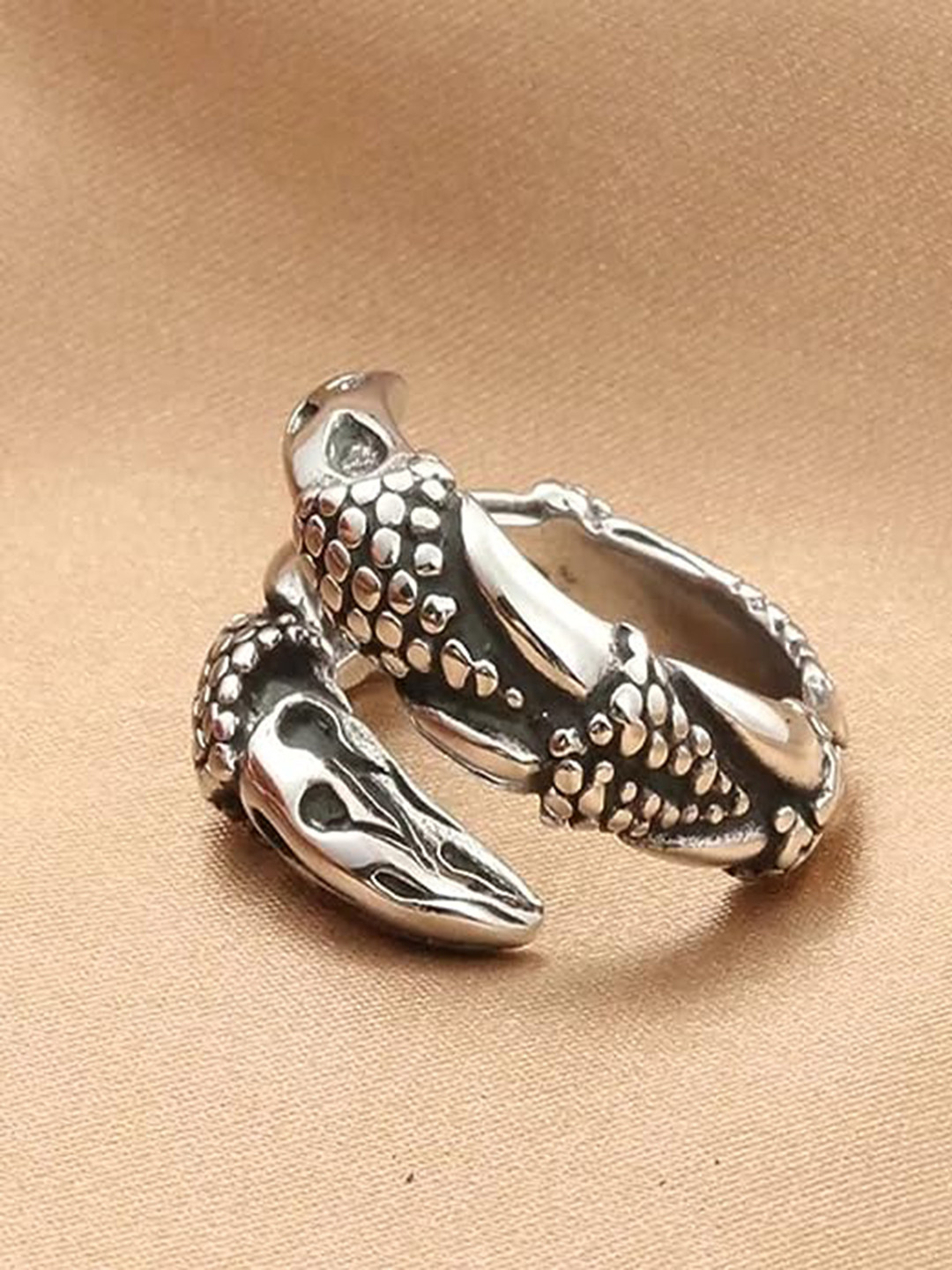 KRYSTALZ Silver-Plated Adjustable Snake Design Finger Ring