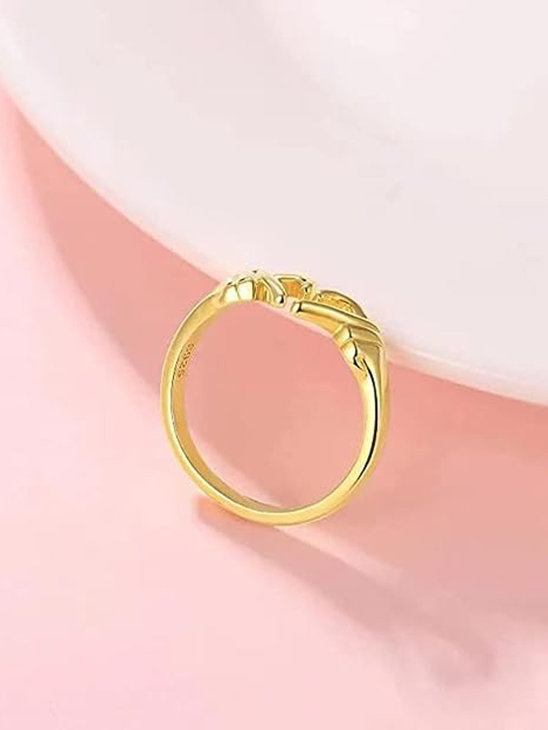 KRYSTALZ Gold-Plated Heart-Shaped Finger Ring