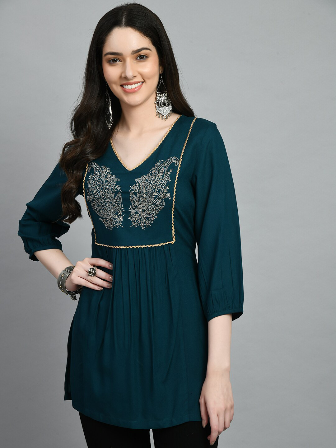 MEESAN Embroidered Gotta Patti Ethnic Tunic