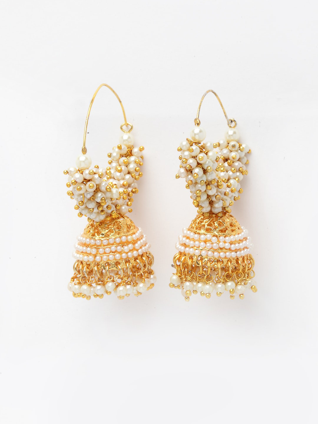 Anouk White Dome Shaped Jhumkas Earrings
