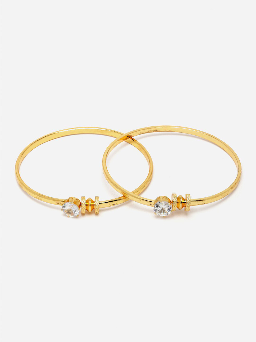 Anouk Set Of 2 Gold-Plated American Diamond Studded Bangle-Style Bracelets
