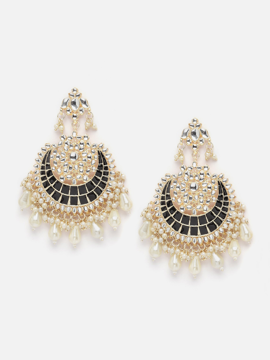Anouk Black Crescent Shaped Chandbalis Earrings