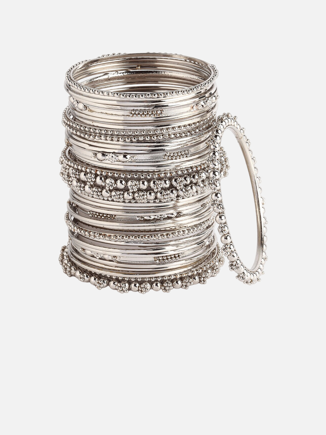 Anouk Set Of 40 Silver-Plated Oxidised Bangles