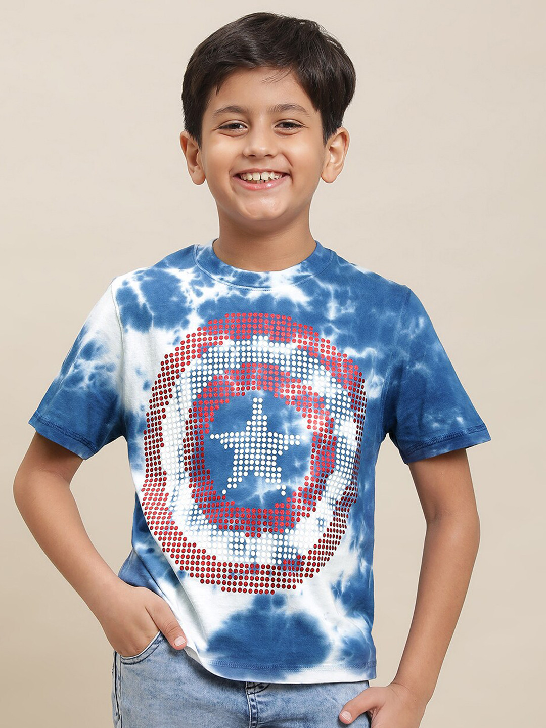 Kids Ville Boys Captain America Printed Pure Cotton Tshirt