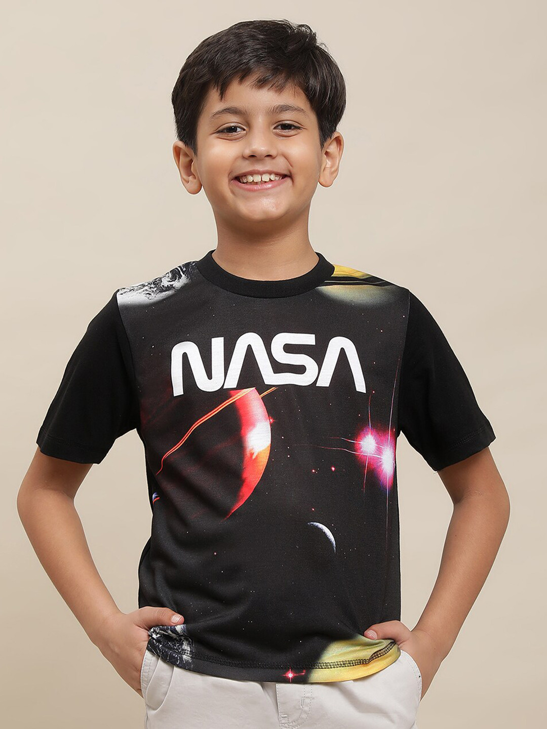 Kids Ville Boys Nasa Printed Pure Cotton T-shirt