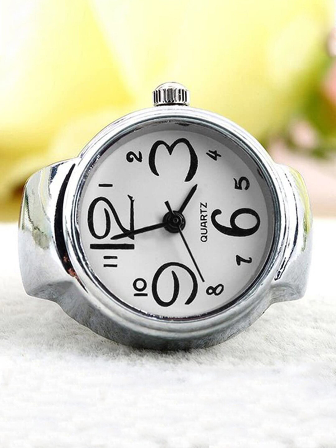 YouBella Silver-Plated Adjustable Finger Watch Ring
