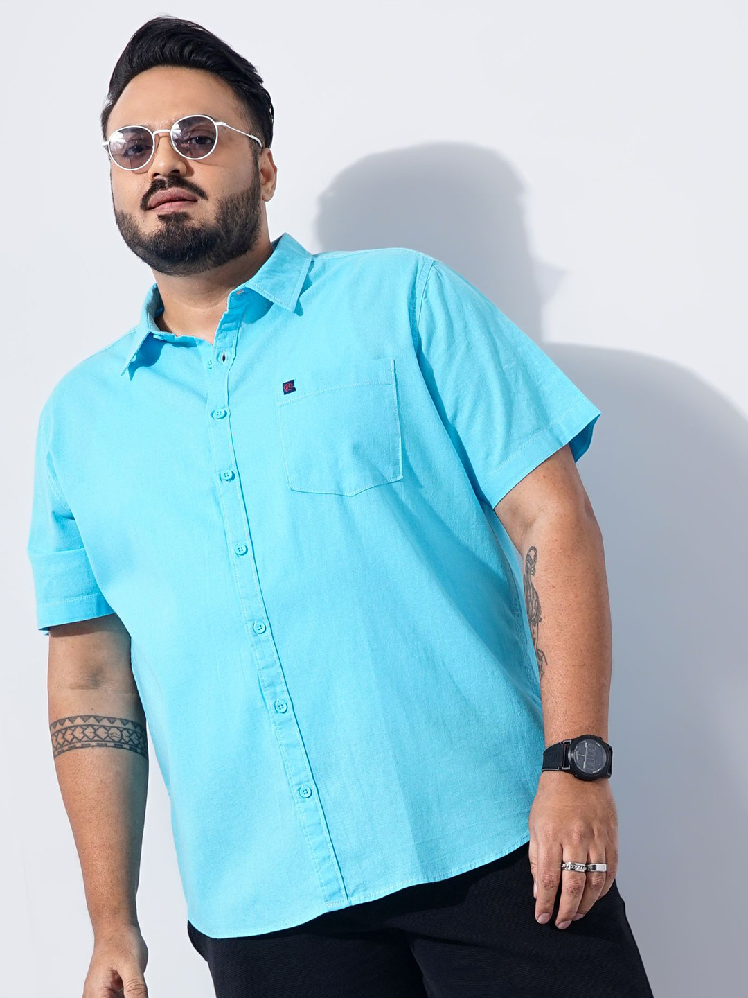 Hardsoda by The Indian Garage Co Men Plus Size Casual Cotton Shirt