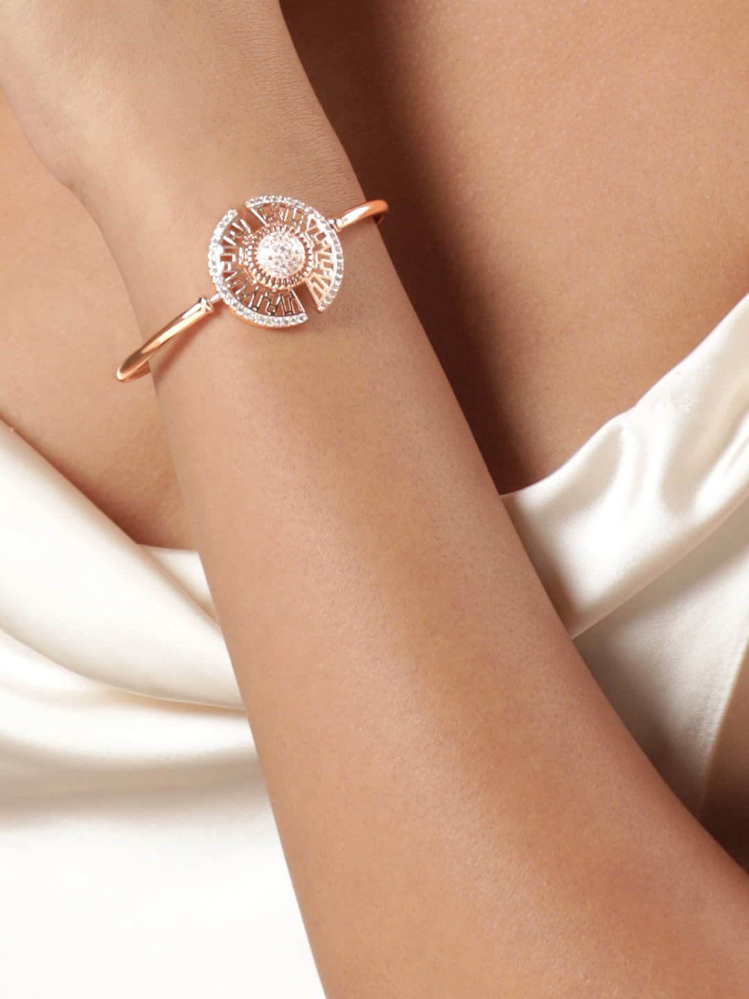 Rubans Gold-Plated Cubic Zirconia Bangle-Style Bracelet