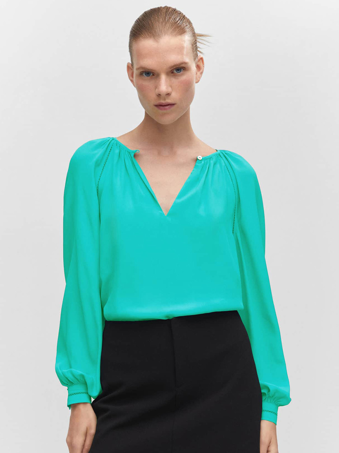 MANGO Raglan Sleeves Open Knit Top