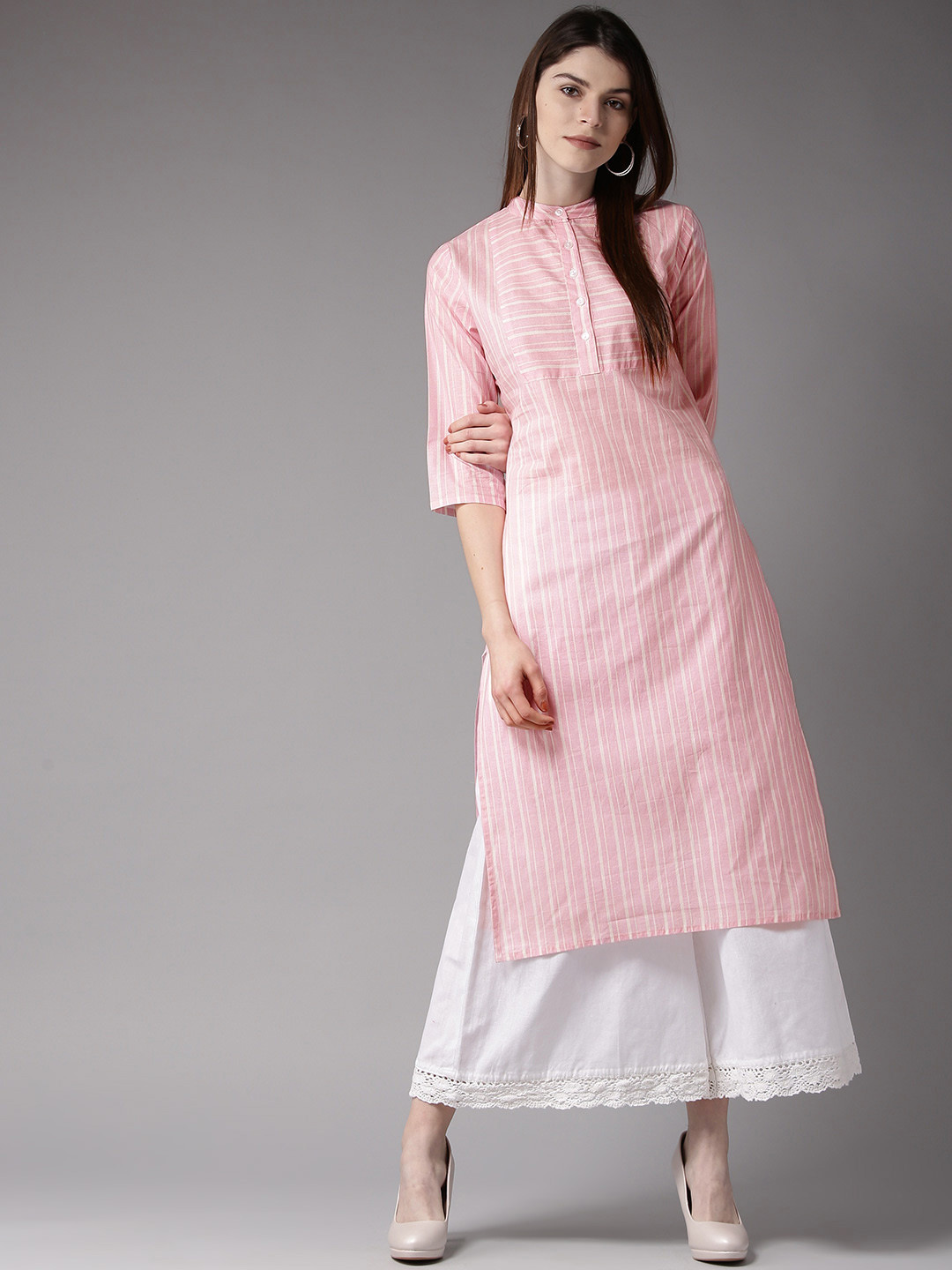 pink straight kurta