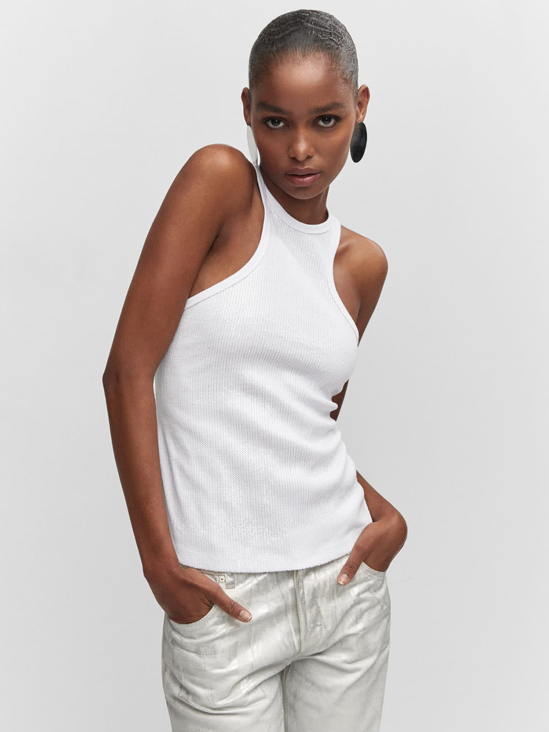 MANGO Sequin Tank Top