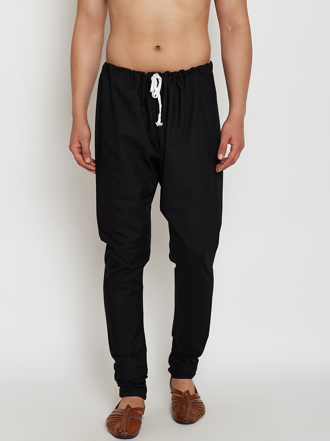 SOJANYA Men Black Solid Dupion Silk Pyjamas