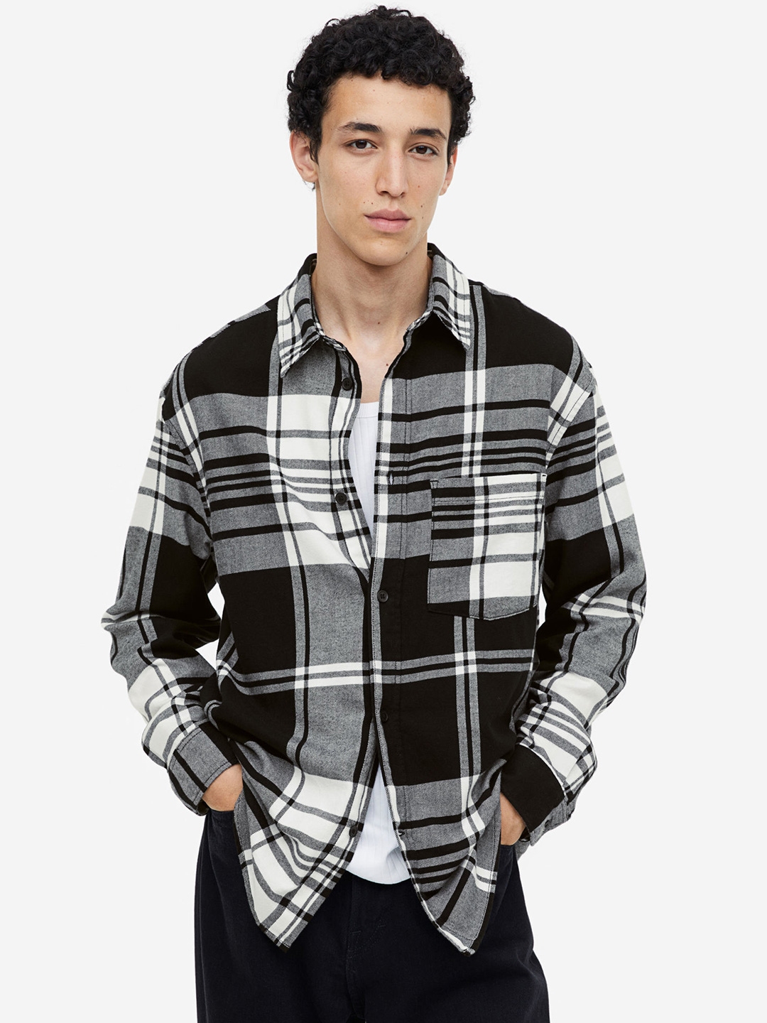 H&M Pure Cotton Relaxed Fit Flannel Shirt