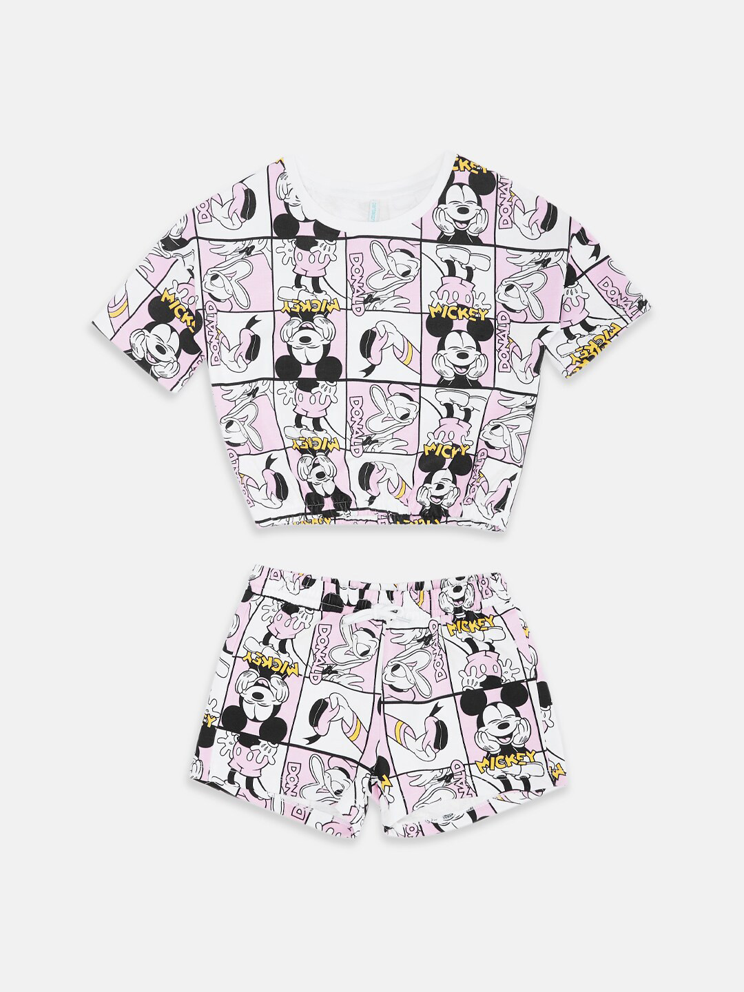Pantaloons Junior Girls Minnie Mouse Printed Pure Cotton Top With Shorts