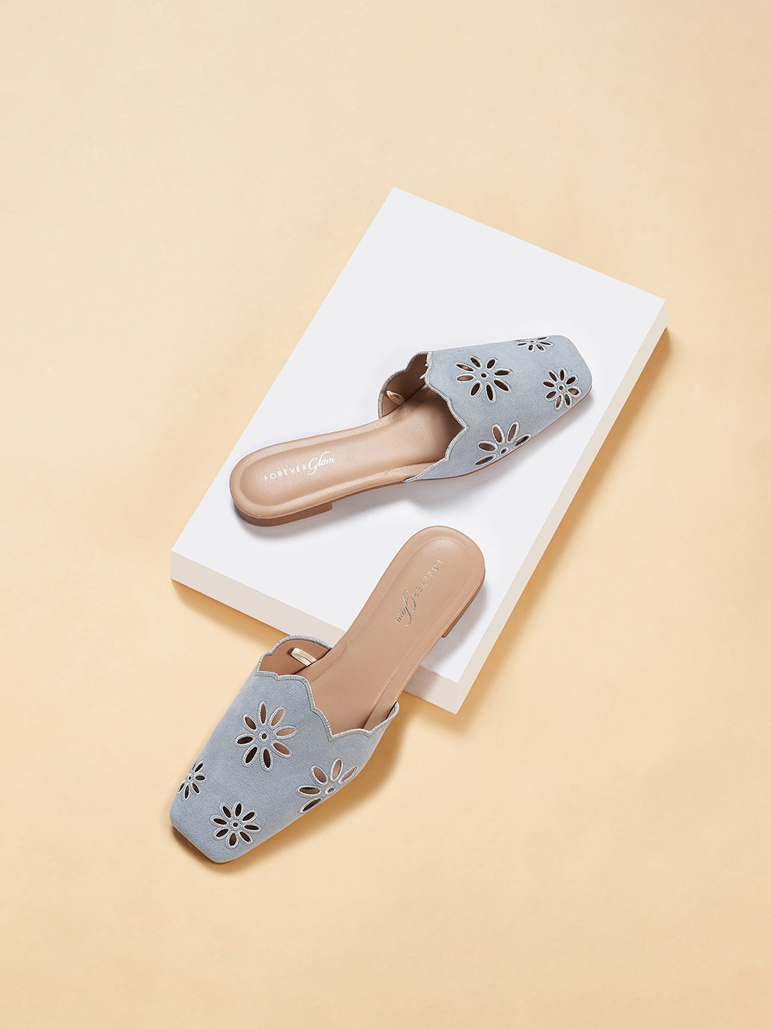 Forever Glam by Pantaloons Floral Laser Cut Detailed Mules Flats