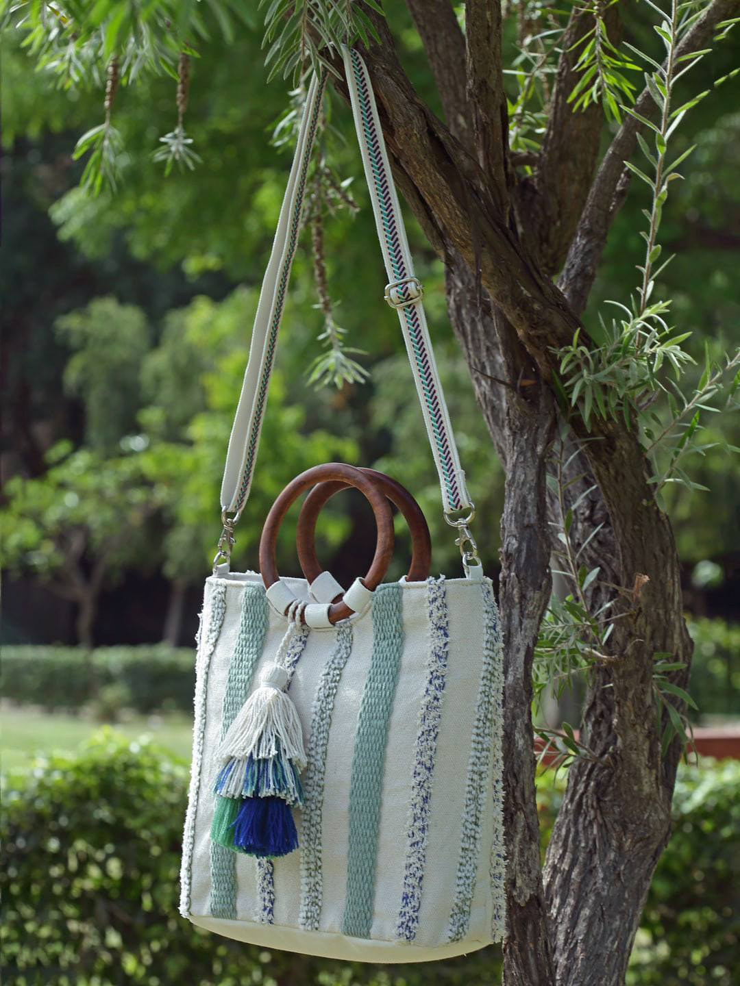 Anekaant Textured Structured Cotton Acrylic Shoulder Bag