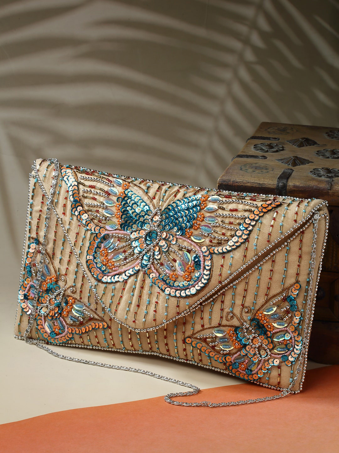 Anekaant Beads & Sequines Embellished Canvas Sling Bag