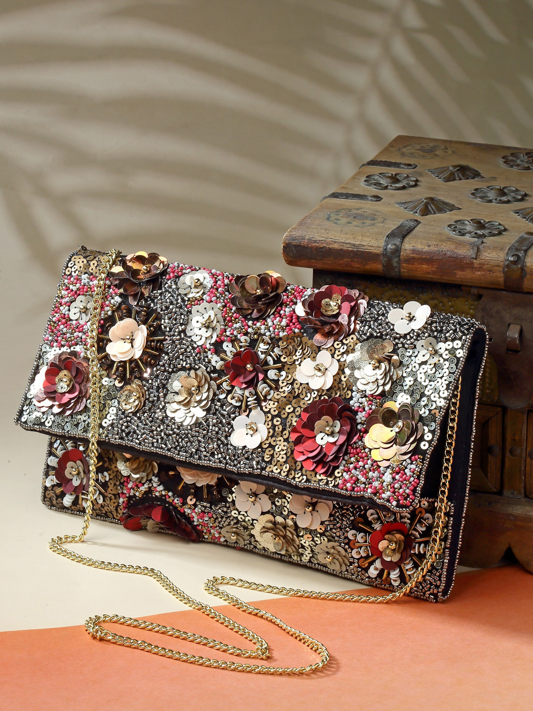 Anekaant Beads & Sequines Embellished Canvas Sling Bag