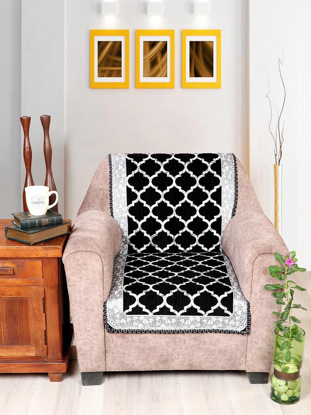 Nendle Black velvet 5-Seater Sofa Cover