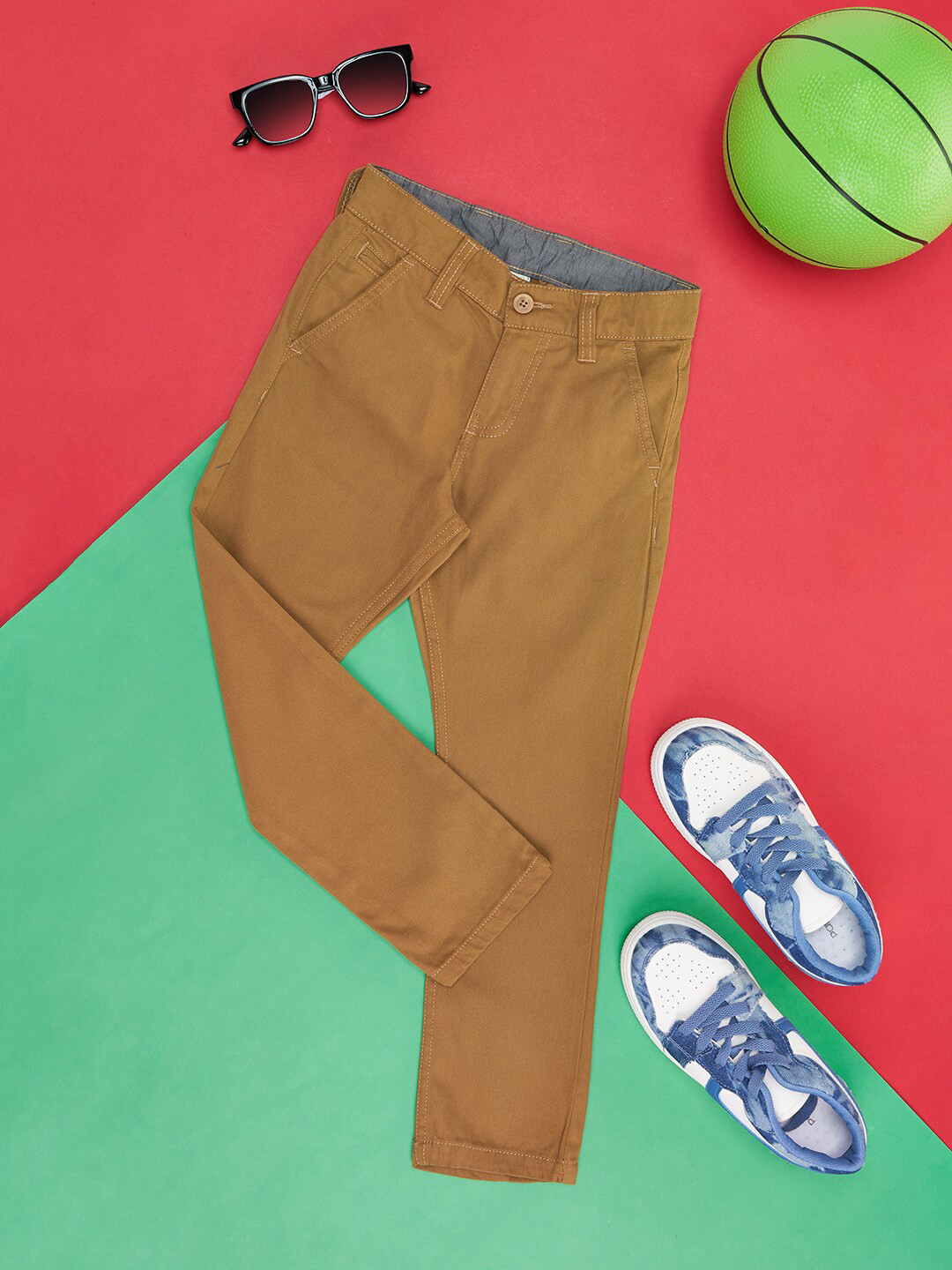 Pantaloons Junior Boys Cotton Plain Flat-Front Trousers