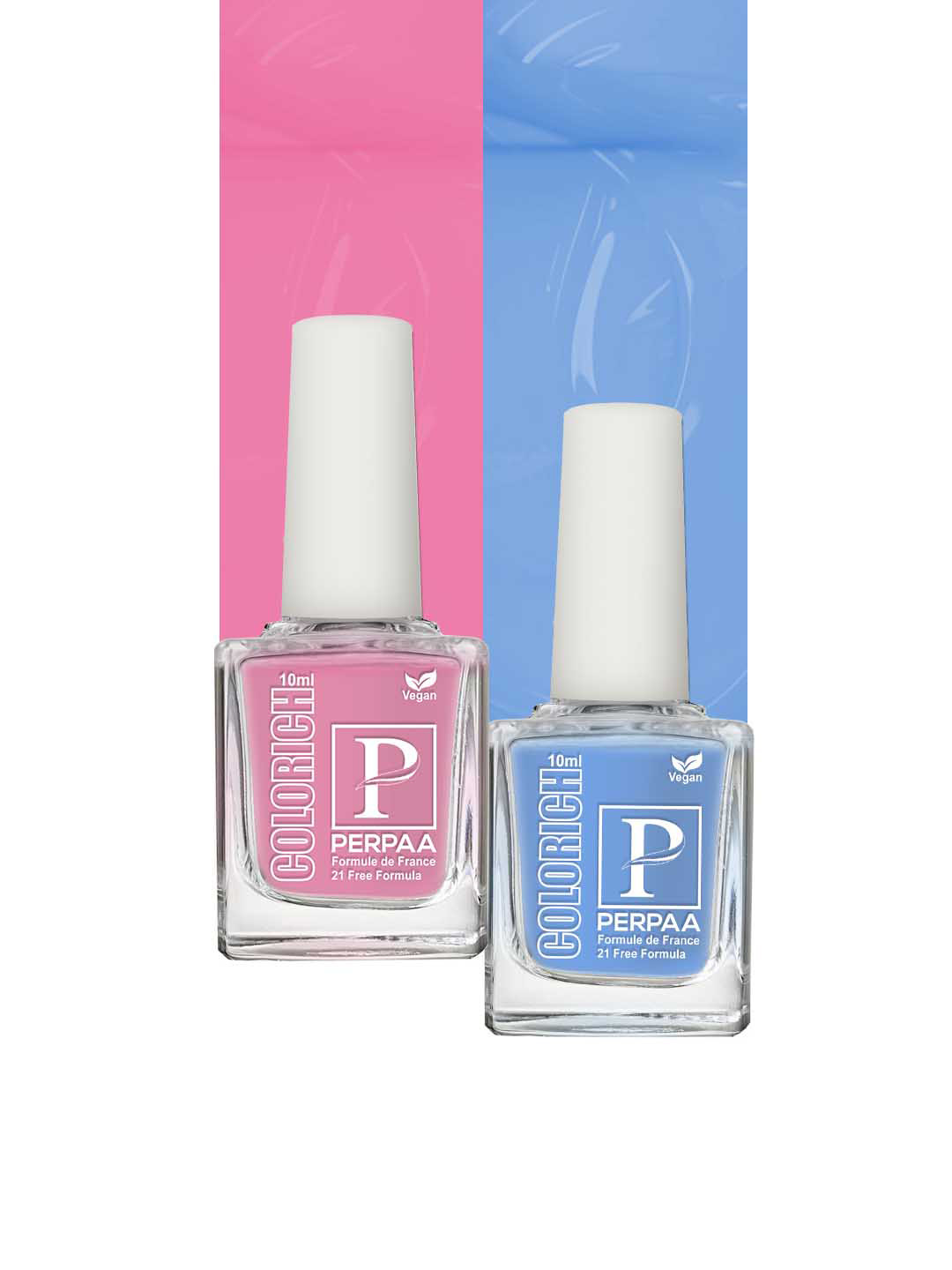 PERPAA Set of 2 Colorich Quick-Dry Long-Lasting Nail Polishes - Baby Pink 03 & Ice Blue 06
