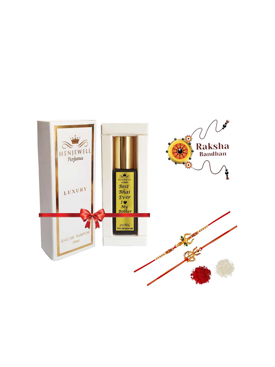 Menjewell Men Set Of 3 Rakhi With Perfume Set